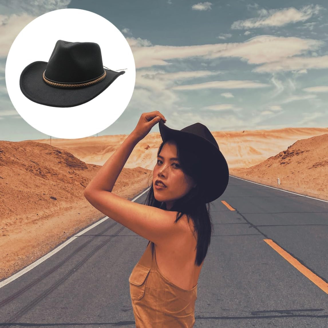 Bucket Hat, Western Cowboy Hat Wide Brimbrim Fedora Hats Sun Cap for Fishing Hunting Beach Camping Black M, Fedora Hat