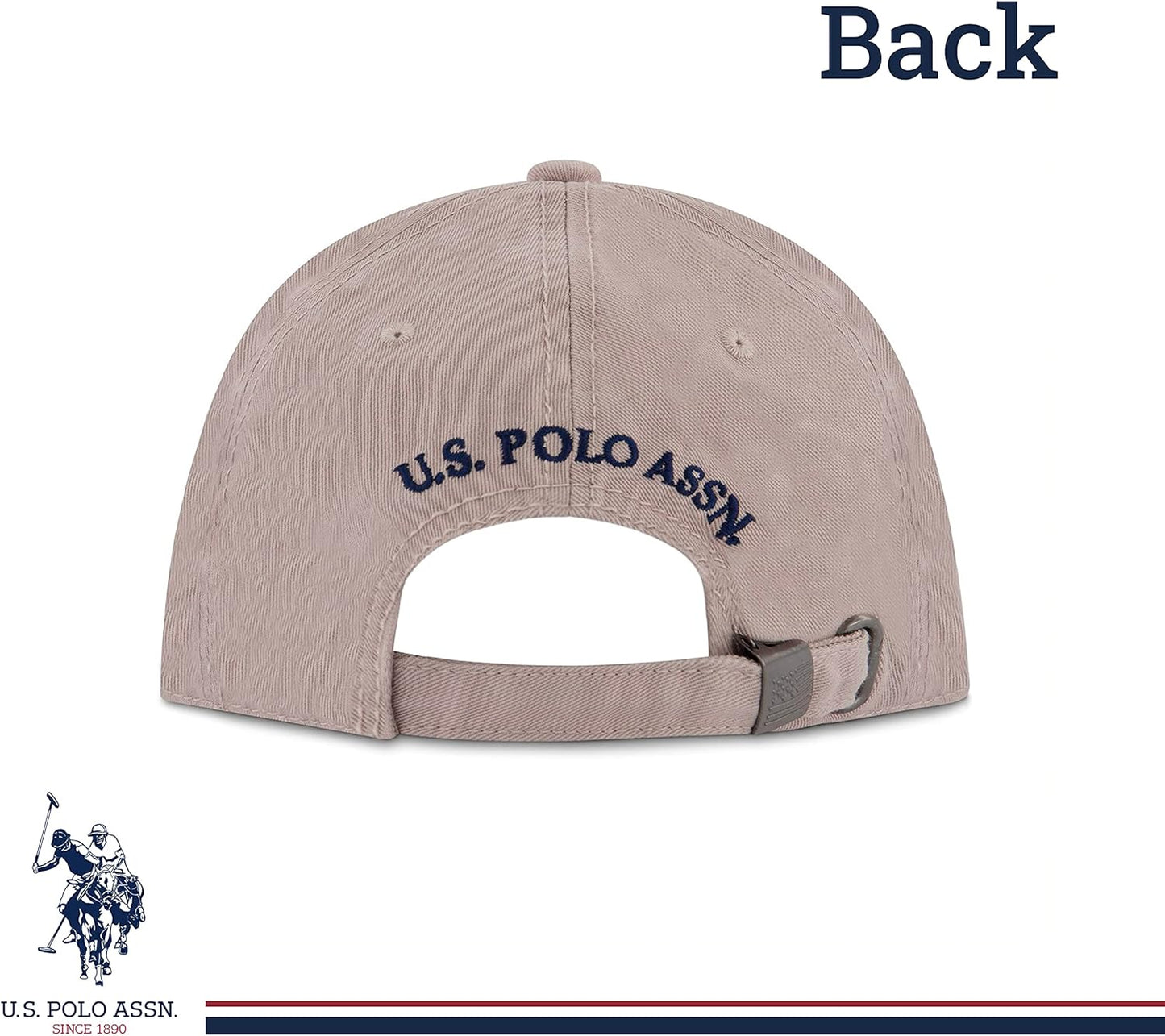 Mens Mens Washed Twill Cotton Adjustable Baseball Hat with Pony Logo and Curved Brimbaseball Cap