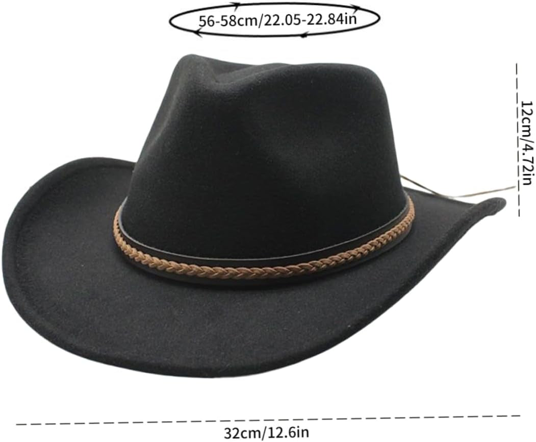 Bucket Hat, Western Cowboy Hat Wide Brimbrim Fedora Hats Sun Cap for Fishing Hunting Beach Camping Black M, Fedora Hat