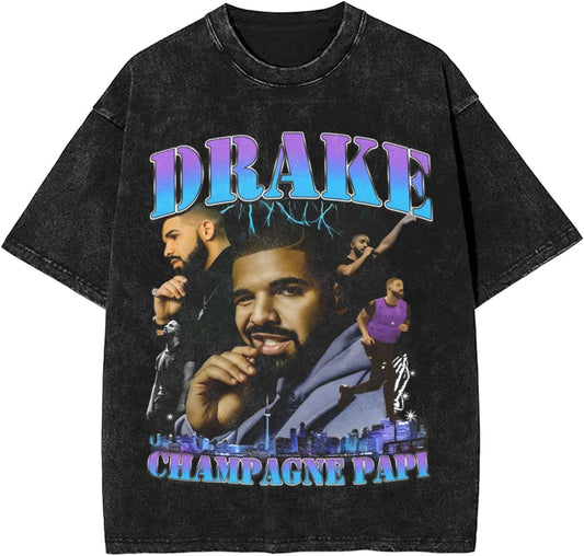 Men'S Retro Drakes T-Shirt Washed Vintage Short Sleeve Tees Cotton Top 708721489