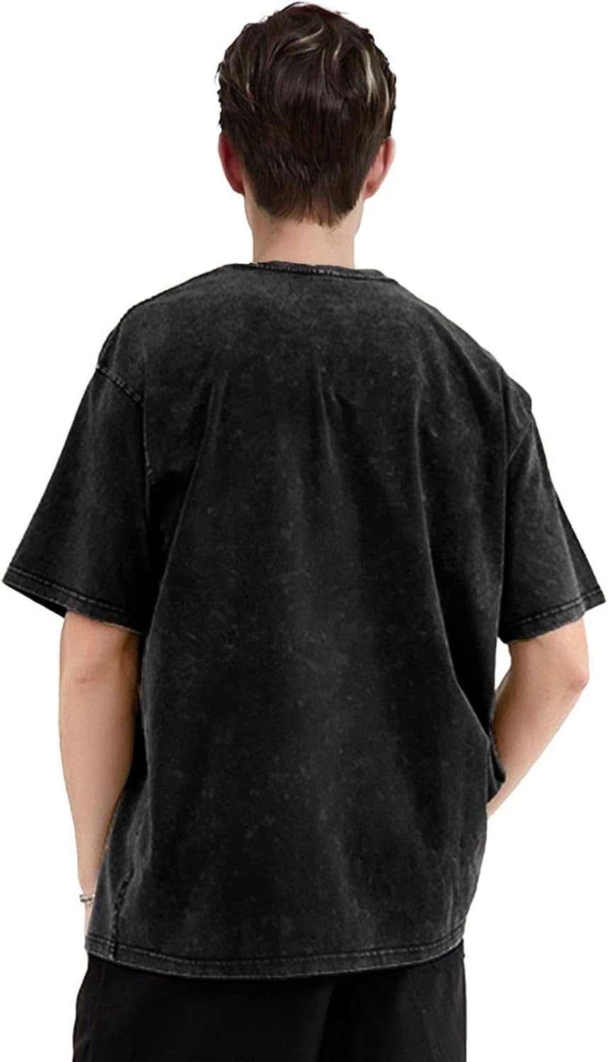 Men'S Retro Drakes T-Shirt Washed Vintage Short Sleeve Tees Cotton Top 708721489