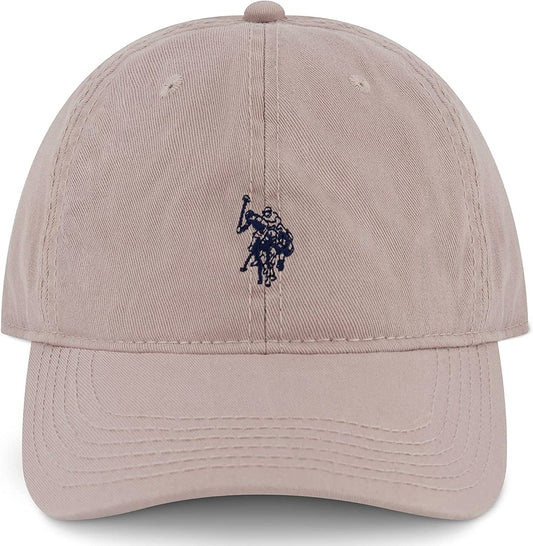Mens Mens Washed Twill Cotton Adjustable Baseball Hat with Pony Logo and Curved Brimbaseball Cap