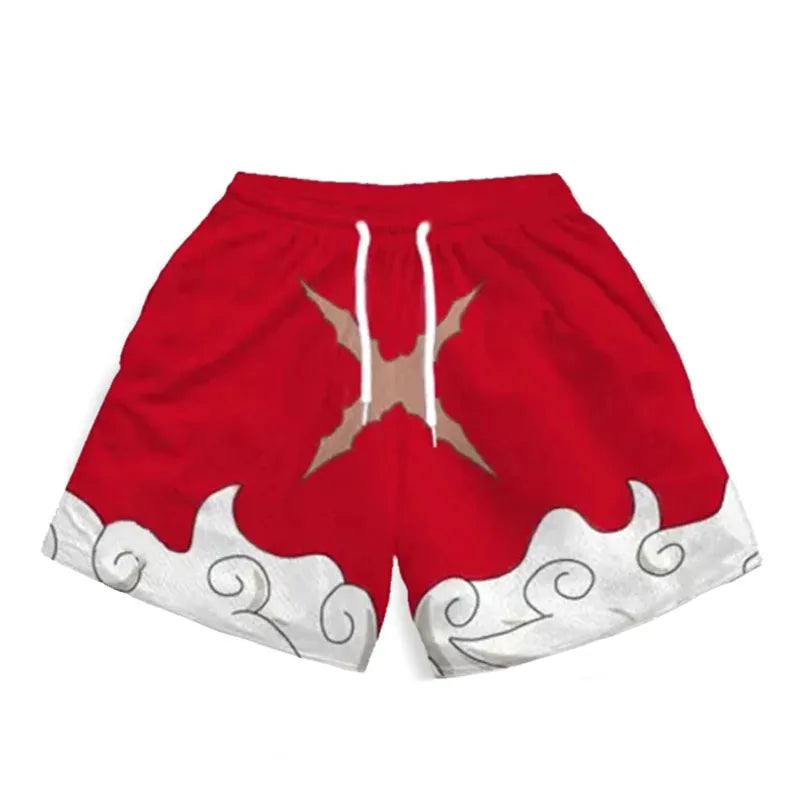 One Piece Anime Shorts for Men Quick Dry Board Trunks Shorts Bathing Suit Breathable Drawstring with Pockets for Surfing Beach