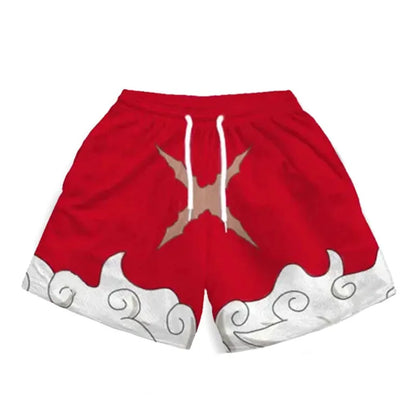 One Piece Anime Shorts for Men Quick Dry Board Trunks Shorts Bathing Suit Breathable Drawstring with Pockets for Surfing Beach