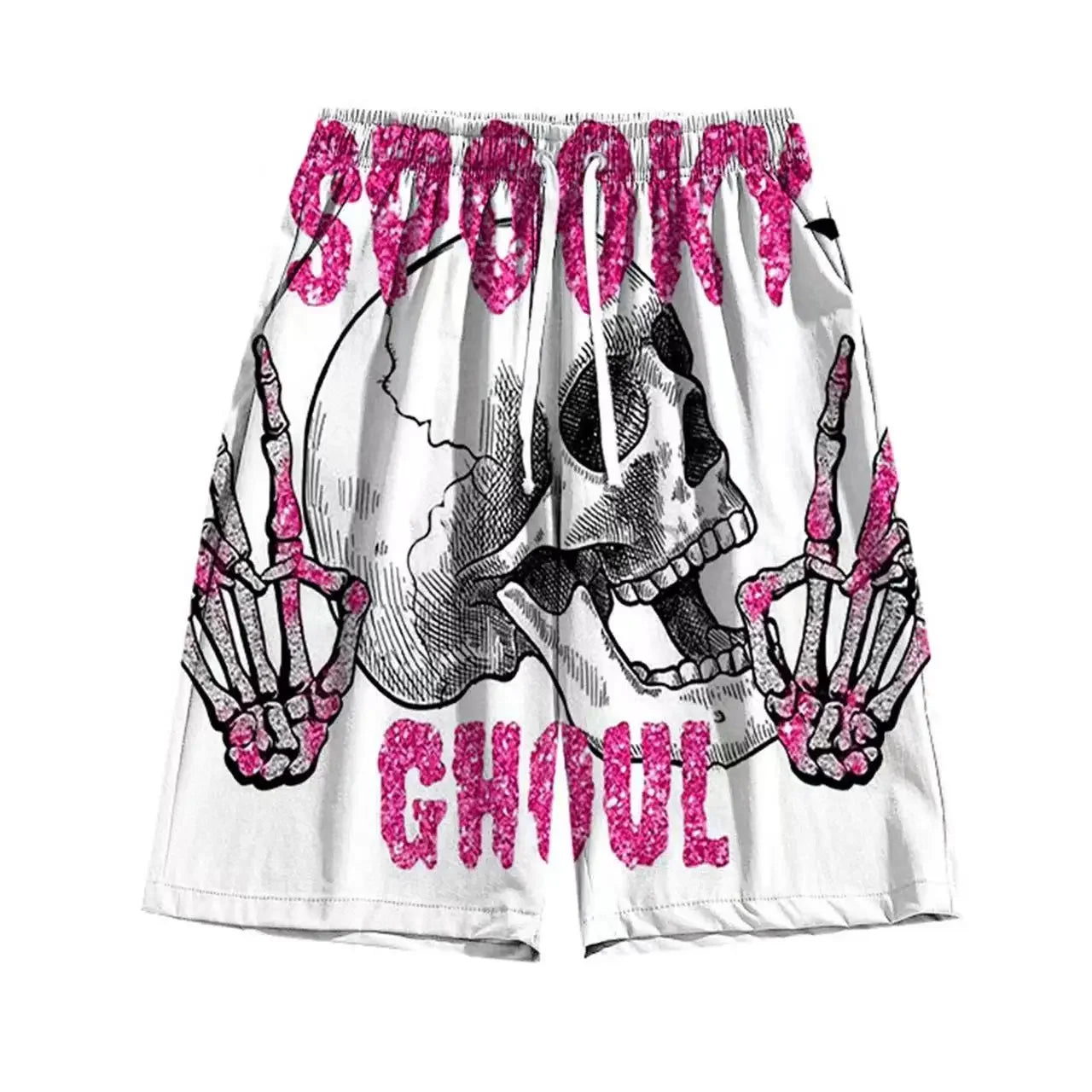 Men'S Summer Skeleton Hand Element Print Quick Drying Shorts Men Summer Fashion Sports Breathable Shorts Trend Comfortable