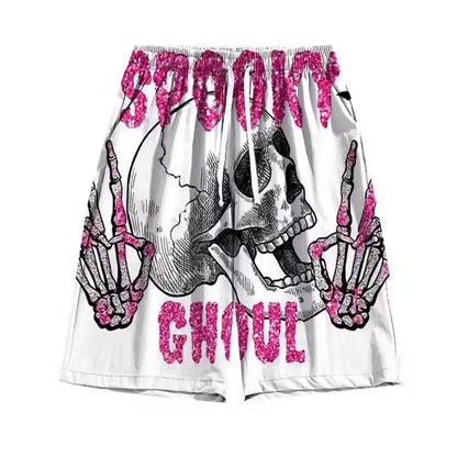 Men'S Summer Skeleton Hand Element Print Quick Drying Shorts Men Summer Fashion Sports Breathable Shorts Trend Comfortable