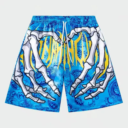 Men'S Summer Skeleton Hand Element Print Quick Drying Shorts Men Summer Fashion Sports Breathable Shorts Trend Comfortable