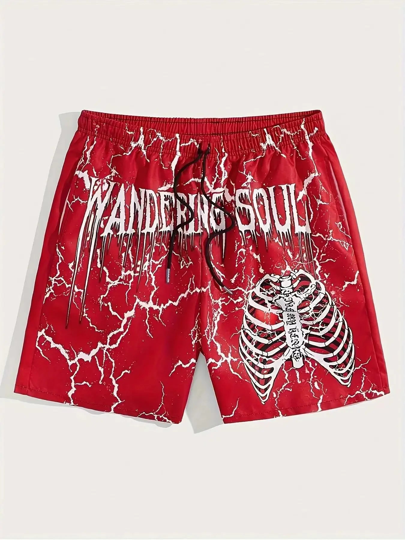 Men'S Summer Skeleton Hand Element Print Quick Drying Shorts Men Summer Fashion Sports Breathable Shorts Trend Comfortable